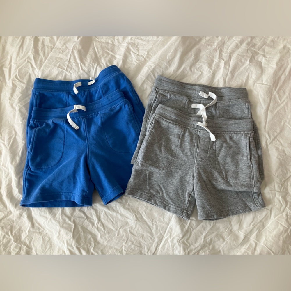 Primary Four Pairs Gray (2) and Blueberry (2) Gym Shorts